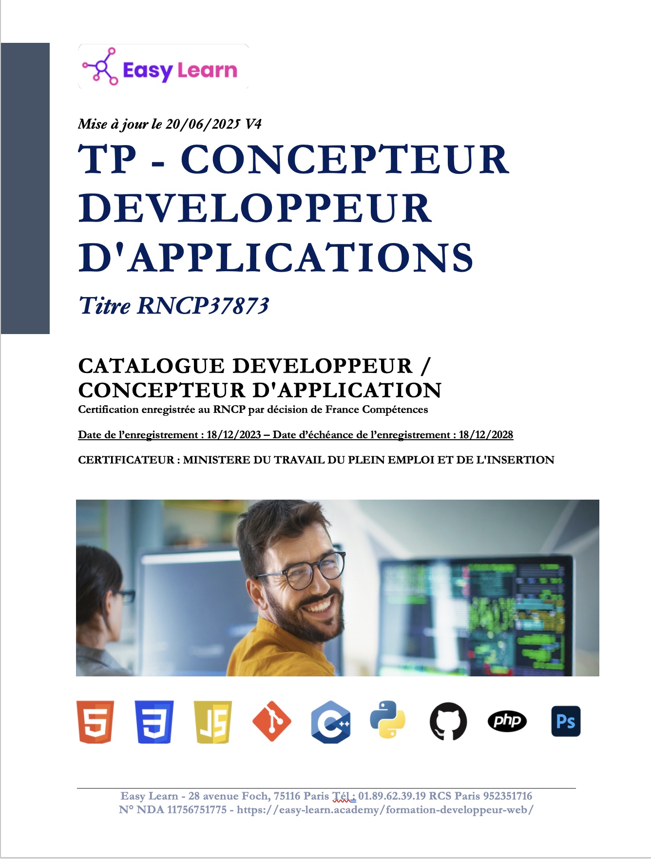 Concepteur-développeur d'applications web.